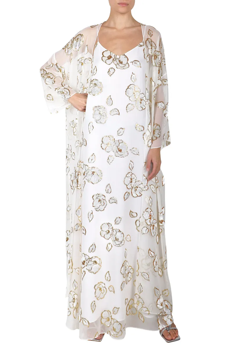 Metallic Camellia Devore Cami Dress