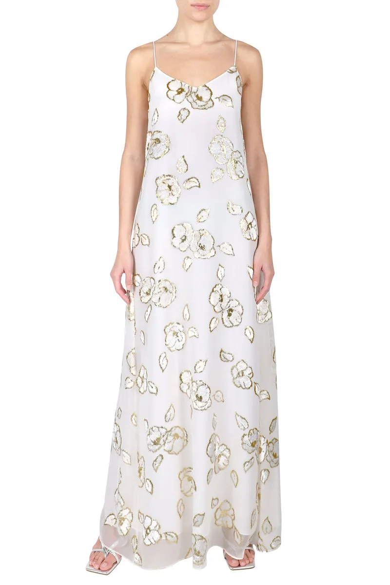 Metallic Camellia Devore Cami Dress