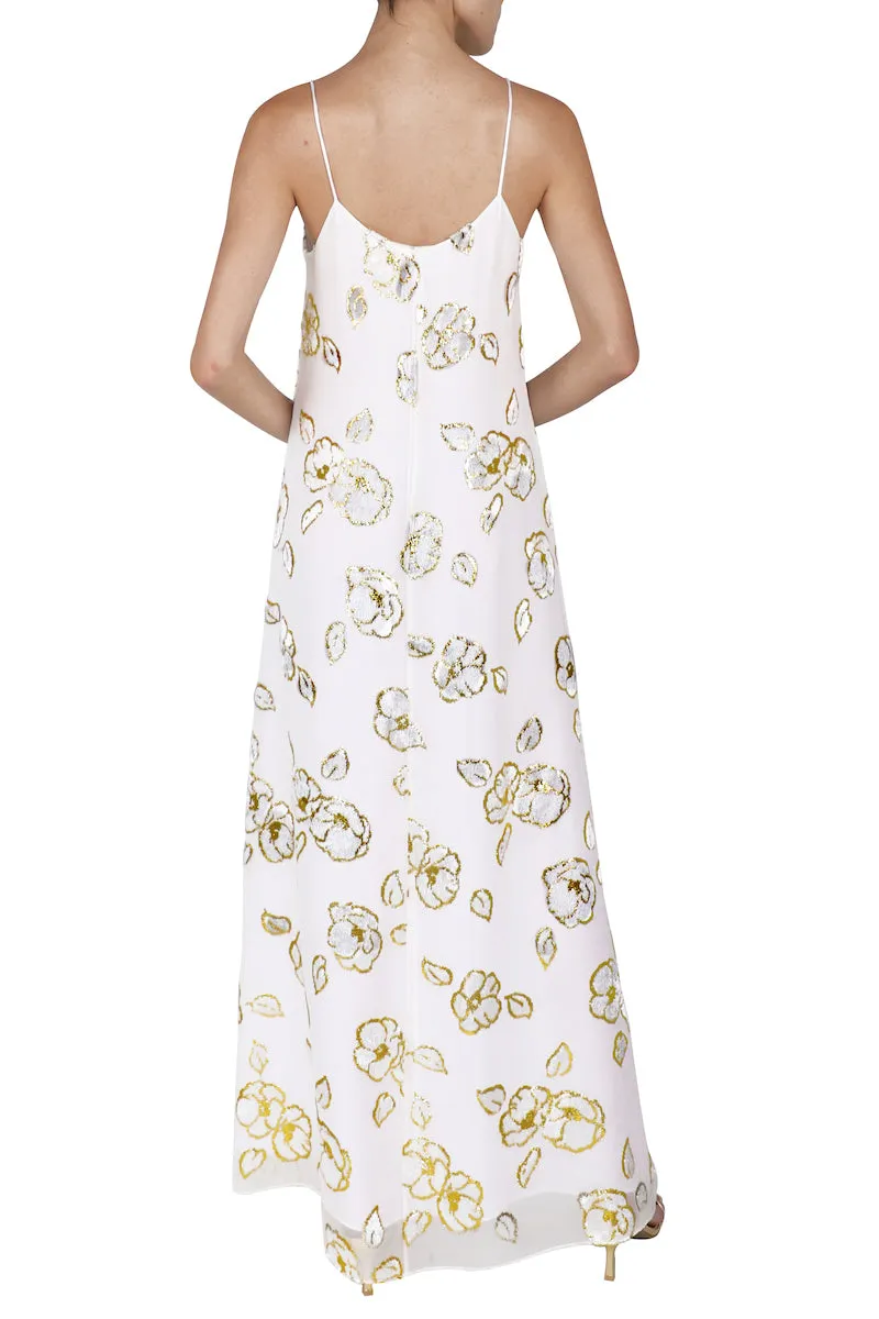 Metallic Camellia Devore Cami Dress