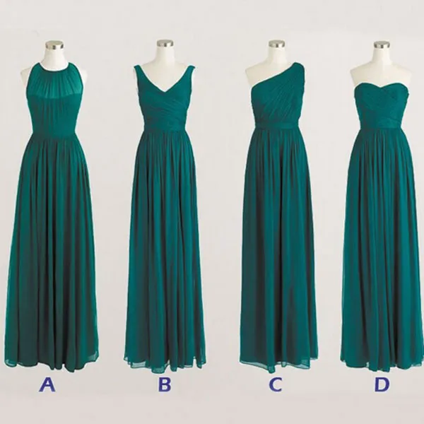 mismatched bridesmaid dresses long 2020 chiffon cheap custom hunter green wedding party dress
