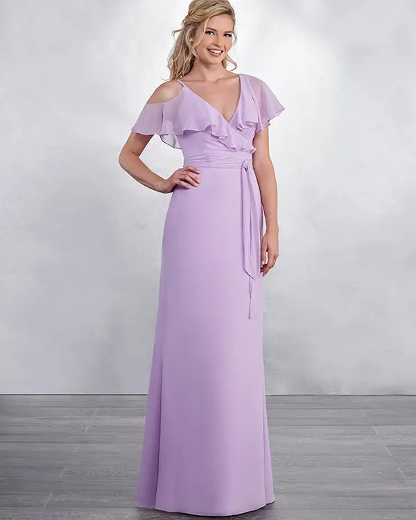Modest Lilac Chiffon Bridesmaid Dresses with V-Neck Long Party Gowns New Arrival