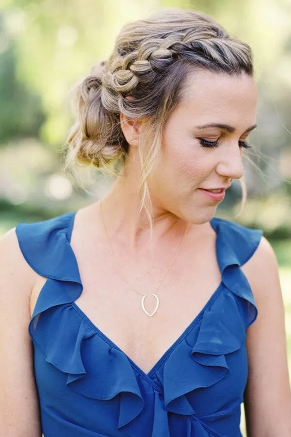 Modest Navy Blue Chiffon A-line V-neck Long Bridesmaid Dresses, MBD263