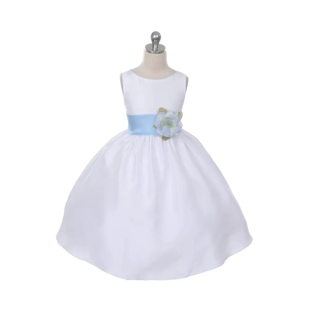 Morgan - Bridal Ivory or White - Lilac Sash and Flower