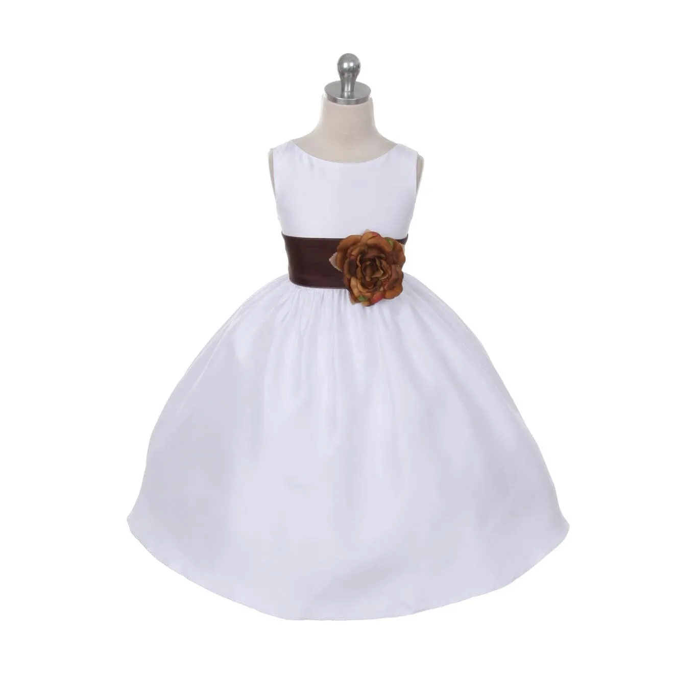Morgan - Bridal Ivory or White - Lilac Sash and Flower