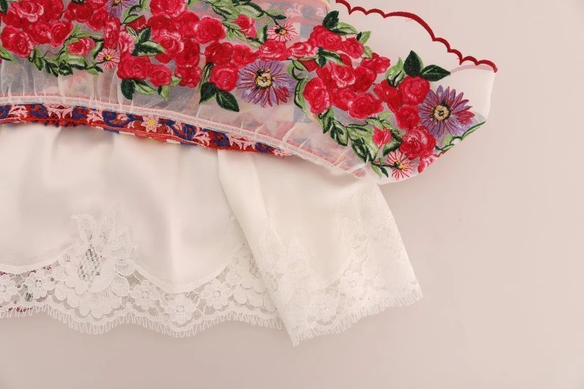 Multicolor Sicily Print Embrodered Floral Dress