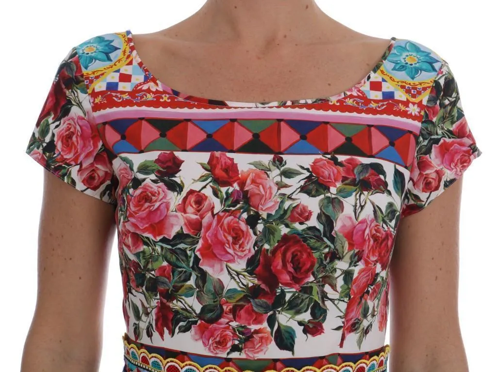 Multicolor Sicily Print Embrodered Floral Dress