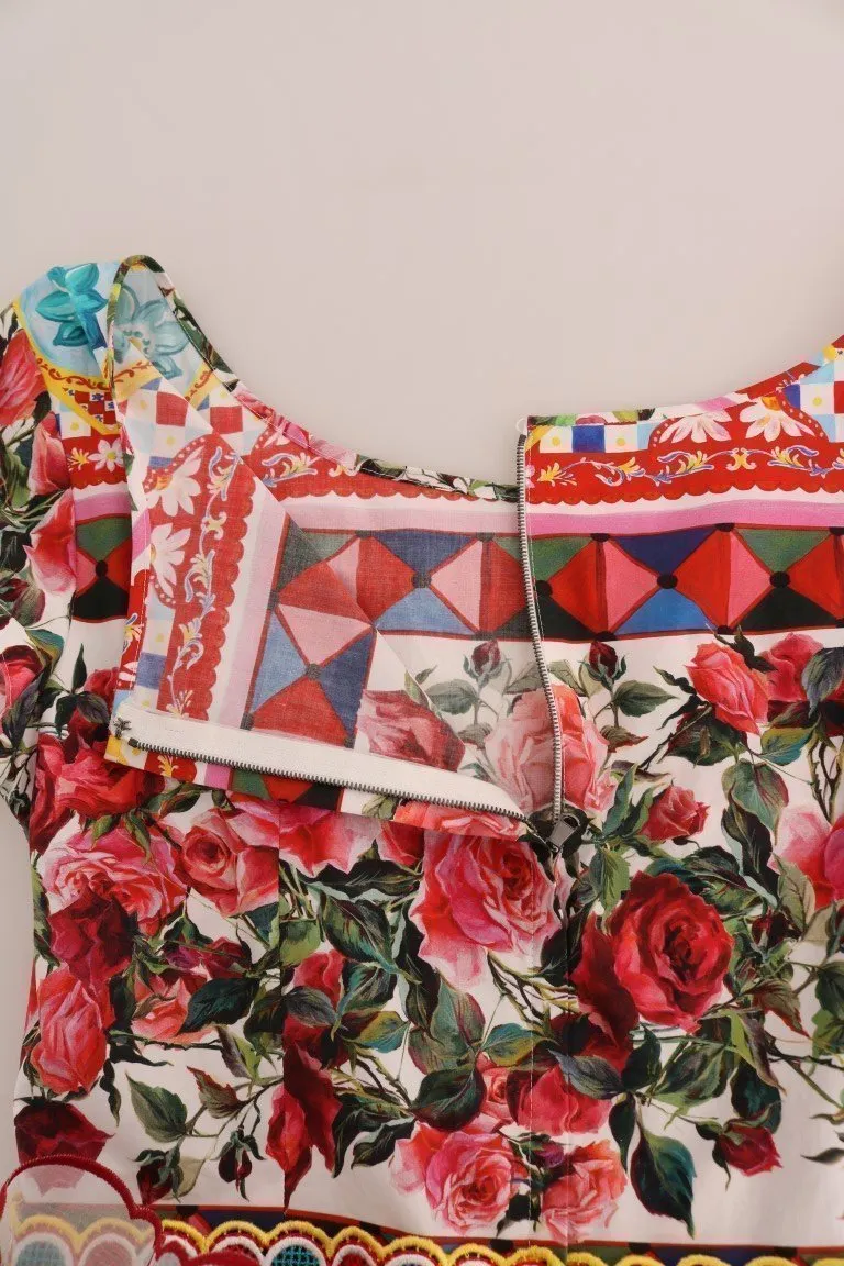 Multicolor Sicily Print Embrodered Floral Dress