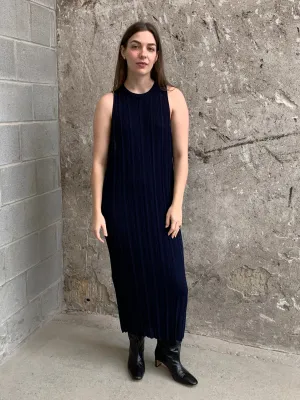 navy knit midi dress