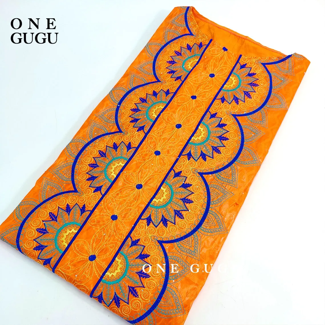 New Nigerian Original Bazin Dress Dashiki Brocade Embroiderey Basin Clothing 2022 Orange Mali Women Robe Wedding Party Dresses