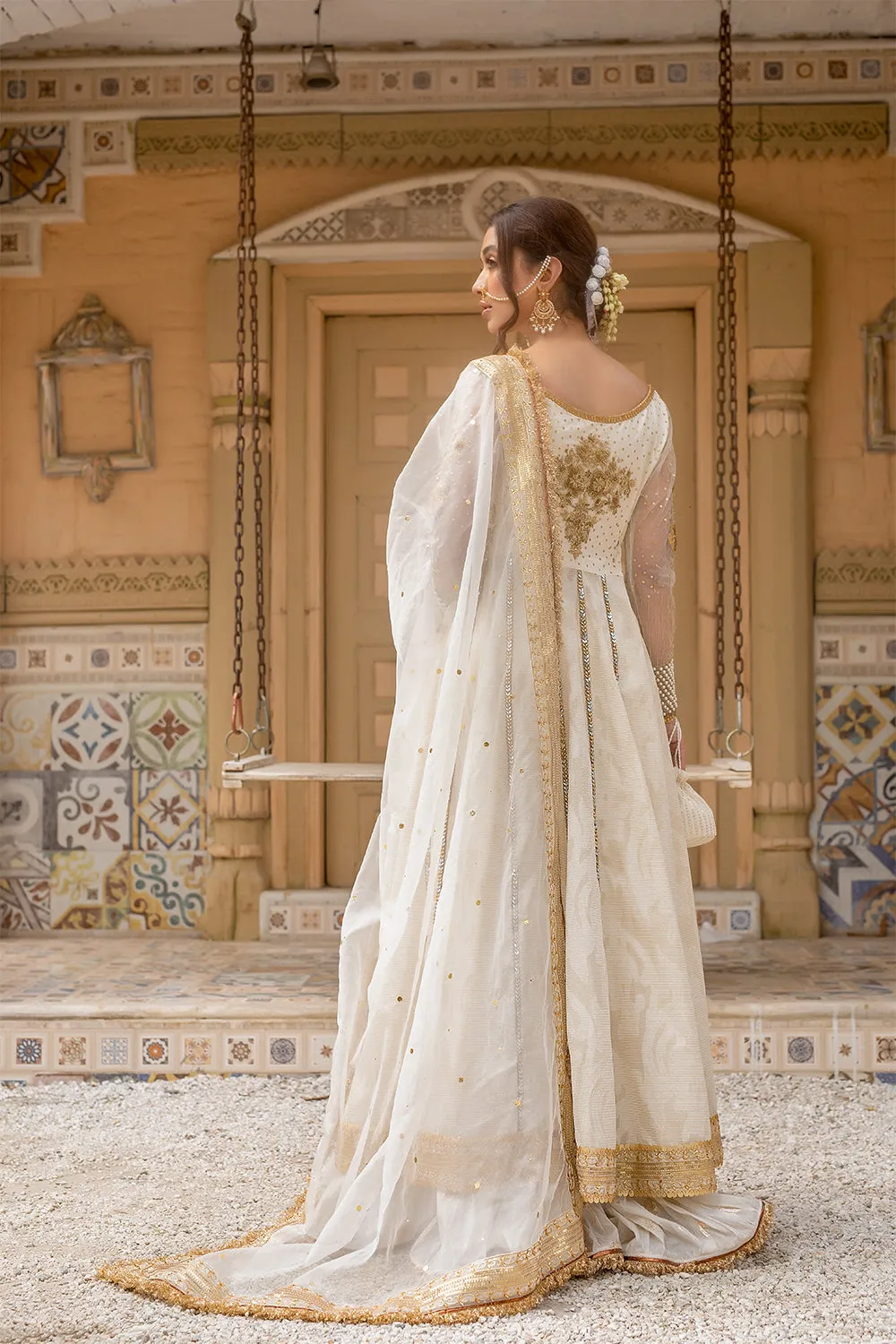 Nikkah Dress in Pishwas Frock Dupatta and Sharara Style