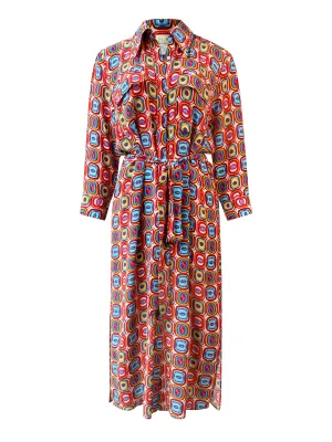 NORAH MINI ABSTRACT SILK SHIRTDRESS