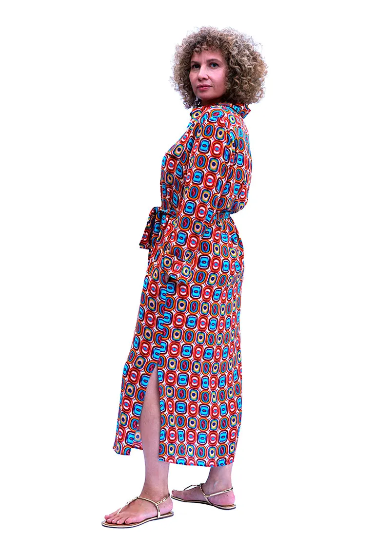 NORAH MINI ABSTRACT SILK SHIRTDRESS