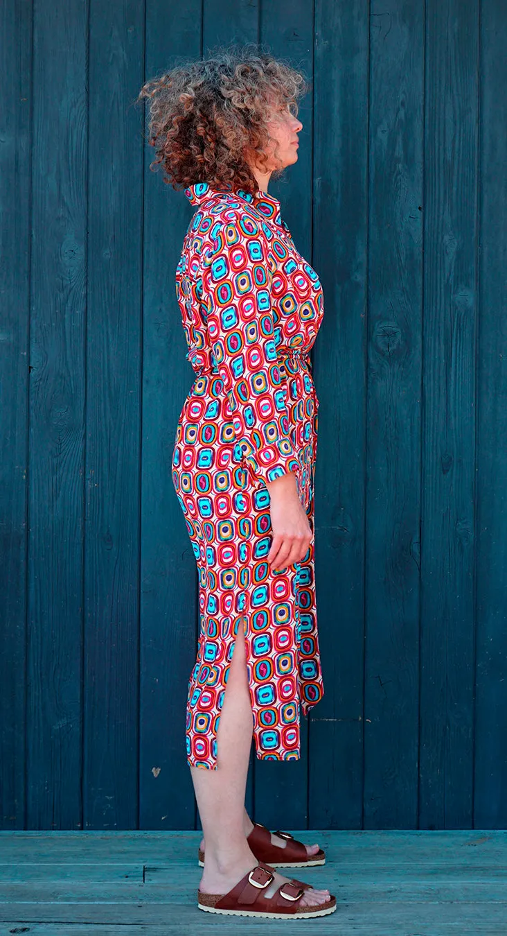 NORAH MINI ABSTRACT SILK SHIRTDRESS