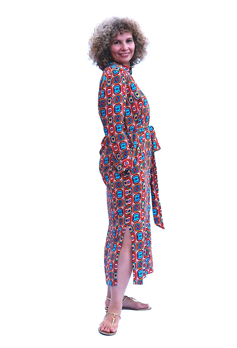 NORAH MINI ABSTRACT SILK SHIRTDRESS