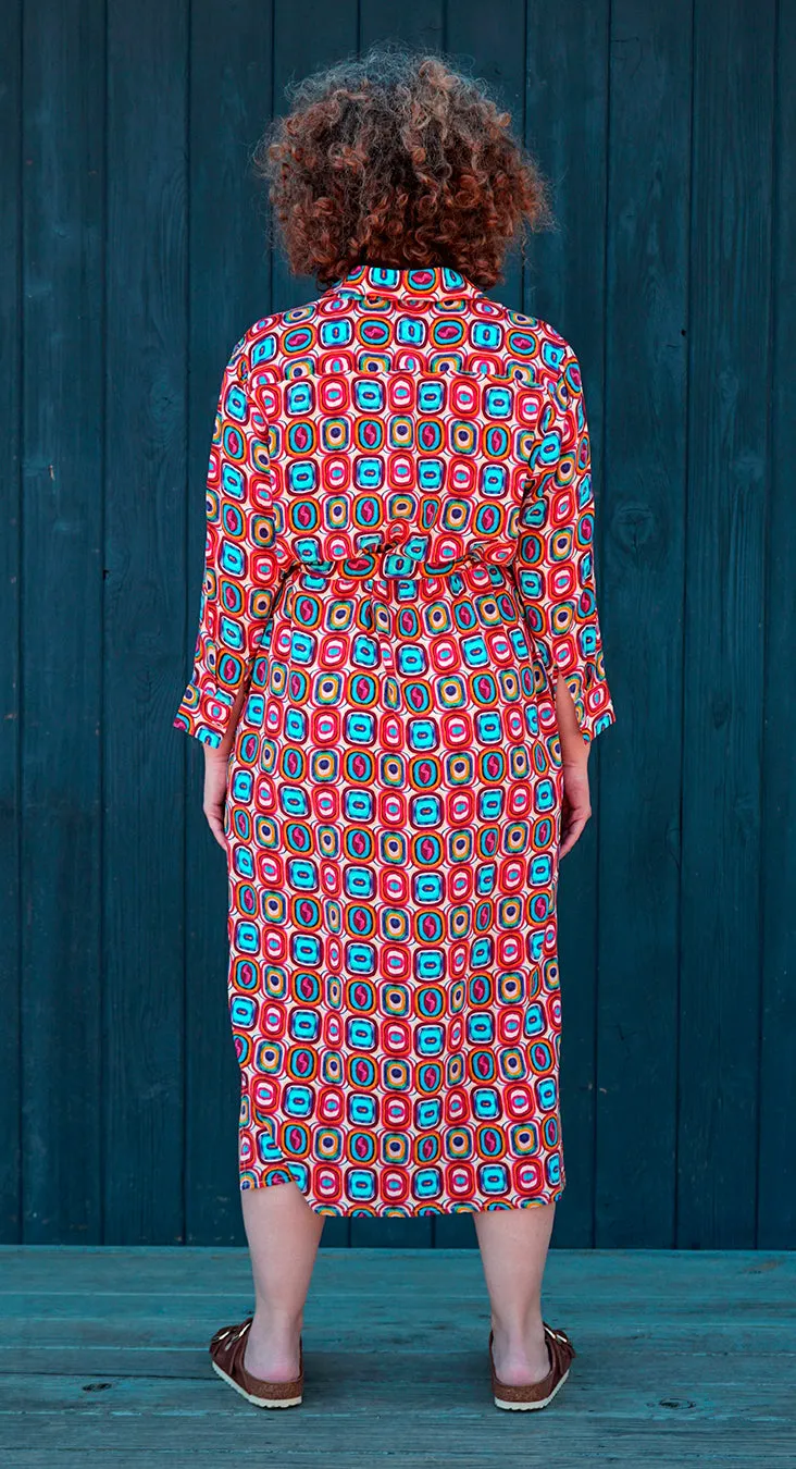 NORAH MINI ABSTRACT SILK SHIRTDRESS