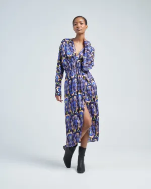 northern light print satin dress