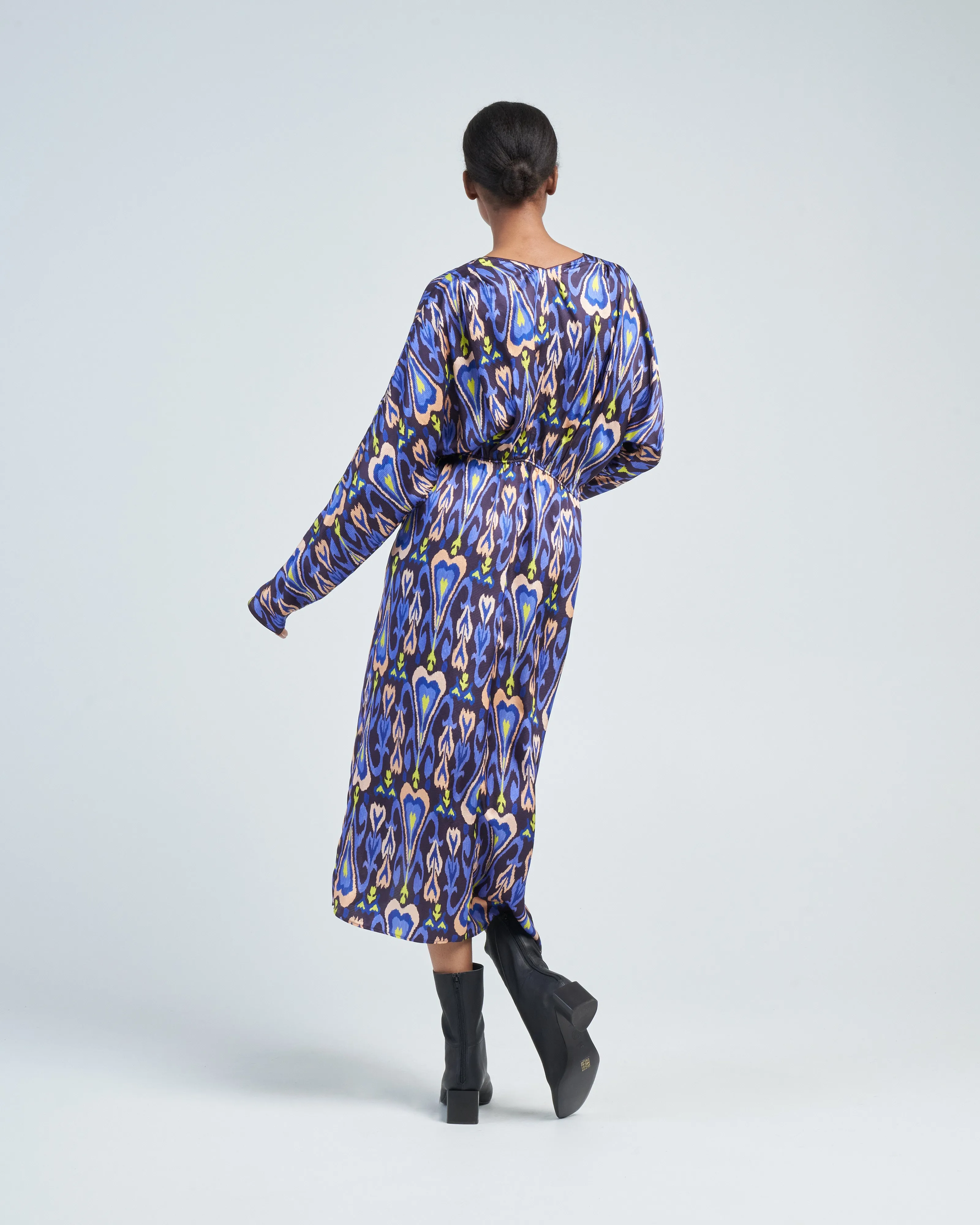 northern light print satin dress