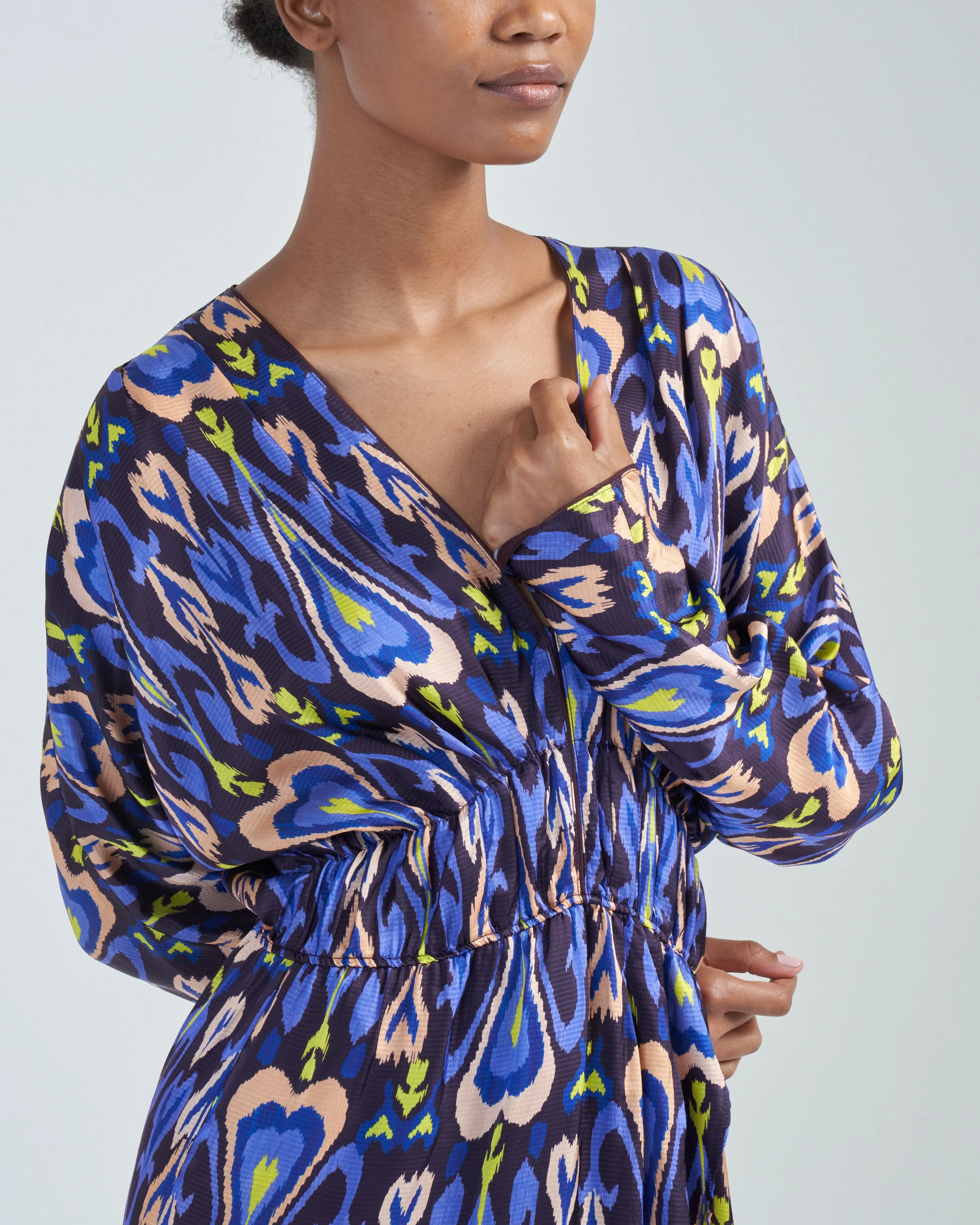 northern light print satin dress