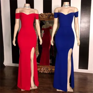 Off the Shoulder Royal Blue Dress Mermaid Red Prom Dresses