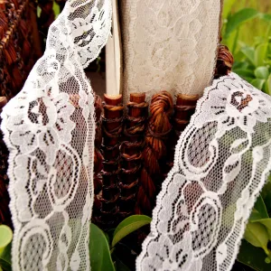 Off White Floral Raschel Lace Trim 2½" wide