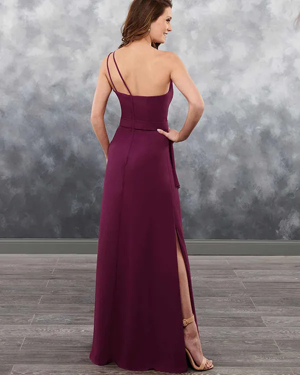 One Shoulder Burgundy Chiffon Bridesmaid Dresses Long Sexy Party Gowns Split Side