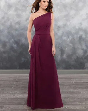 One Shoulder Burgundy Chiffon Bridesmaid Dresses Long Sexy Party Gowns Split Side
