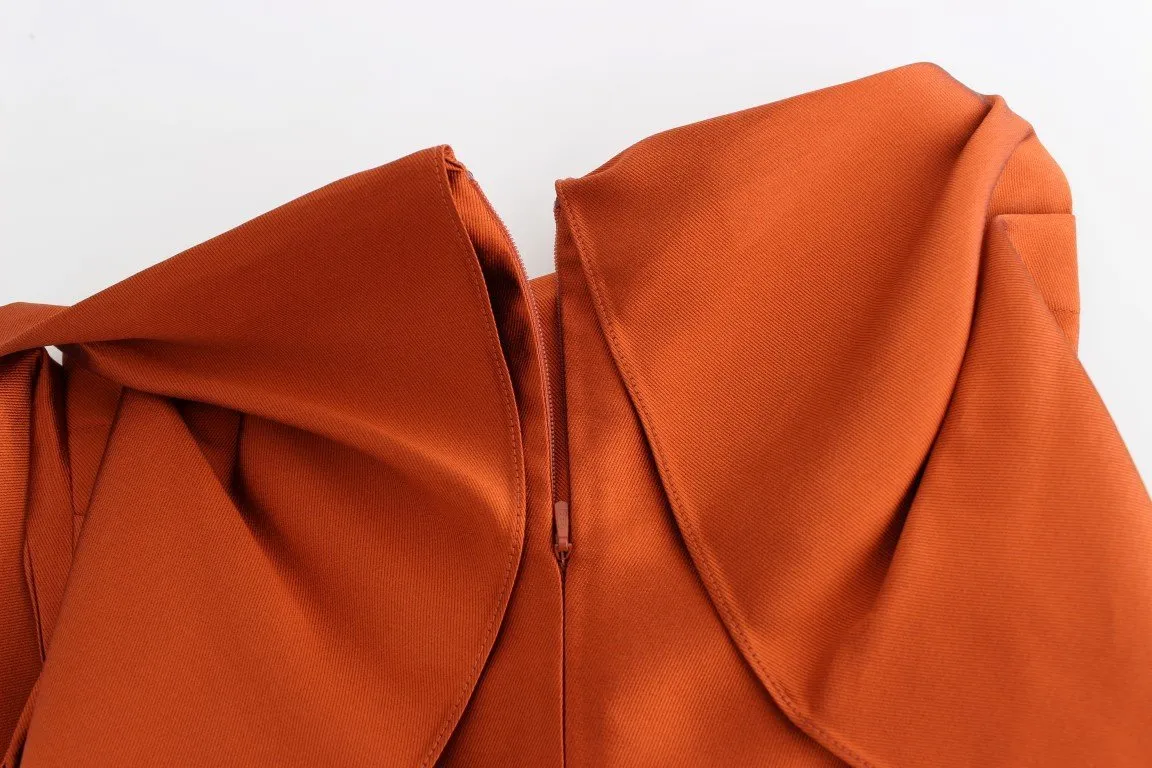 Orange Silk Cocktail Pencil Wiggle Dress
