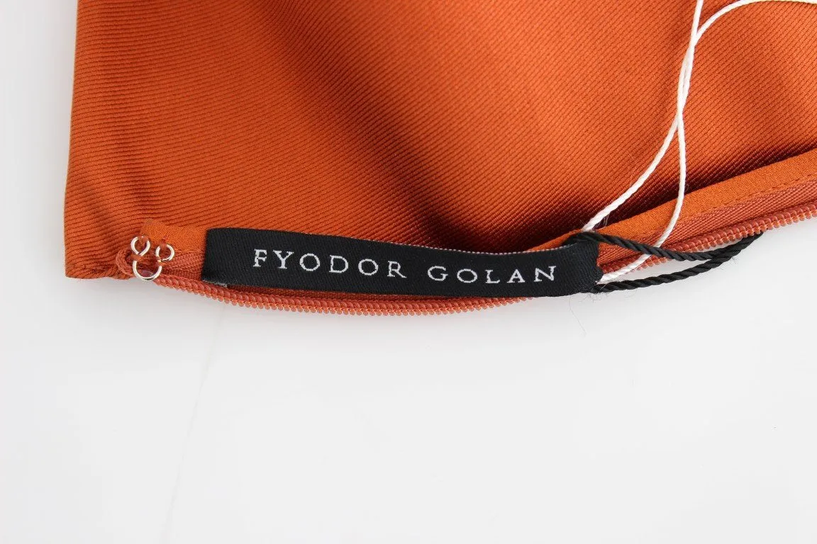 Orange Silk Cocktail Pencil Wiggle Dress