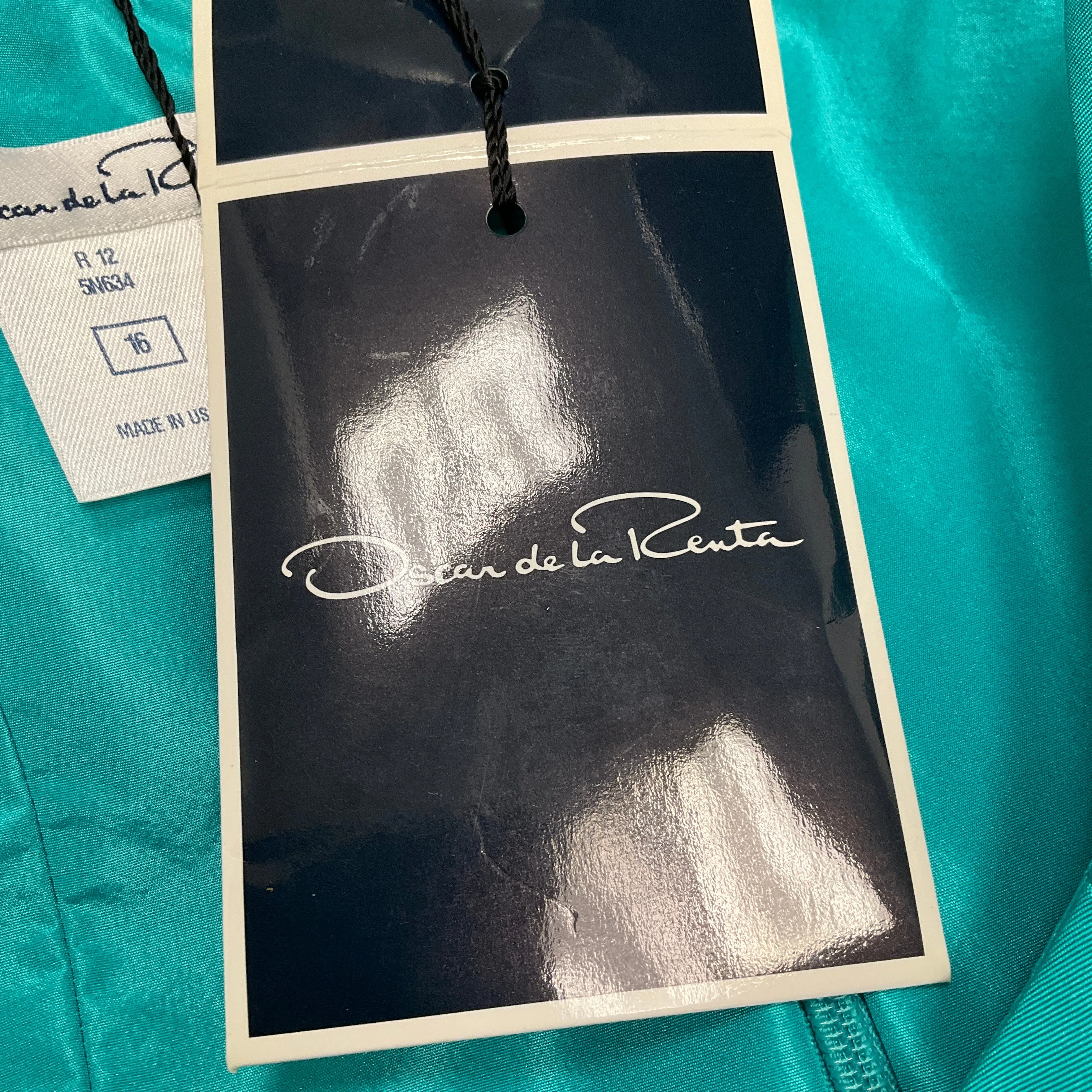 Oscar de la Renta Turquoise 2012 Sleeveless Silk Taffeta A-Line Dress