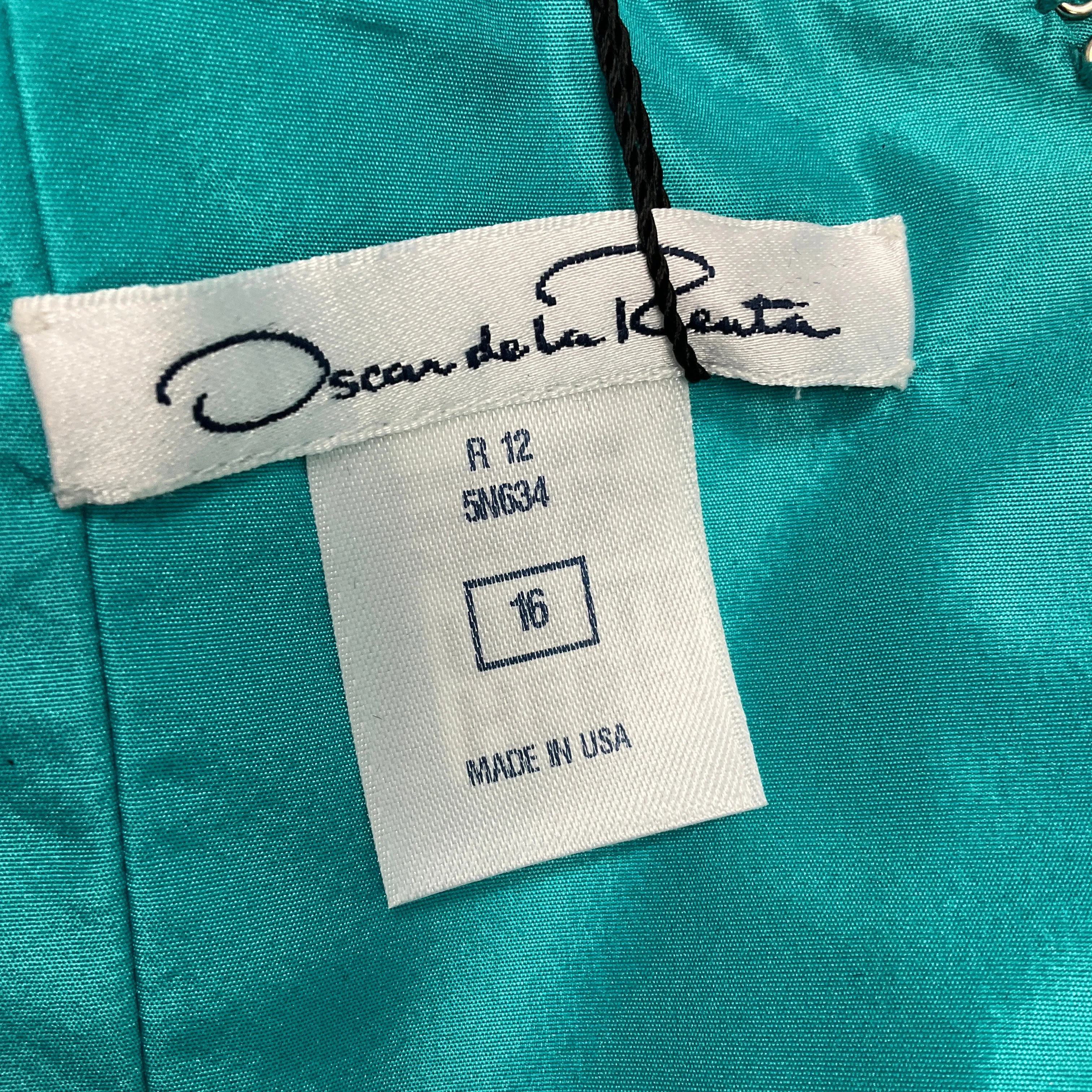 Oscar de la Renta Turquoise 2012 Sleeveless Silk Taffeta A-Line Dress