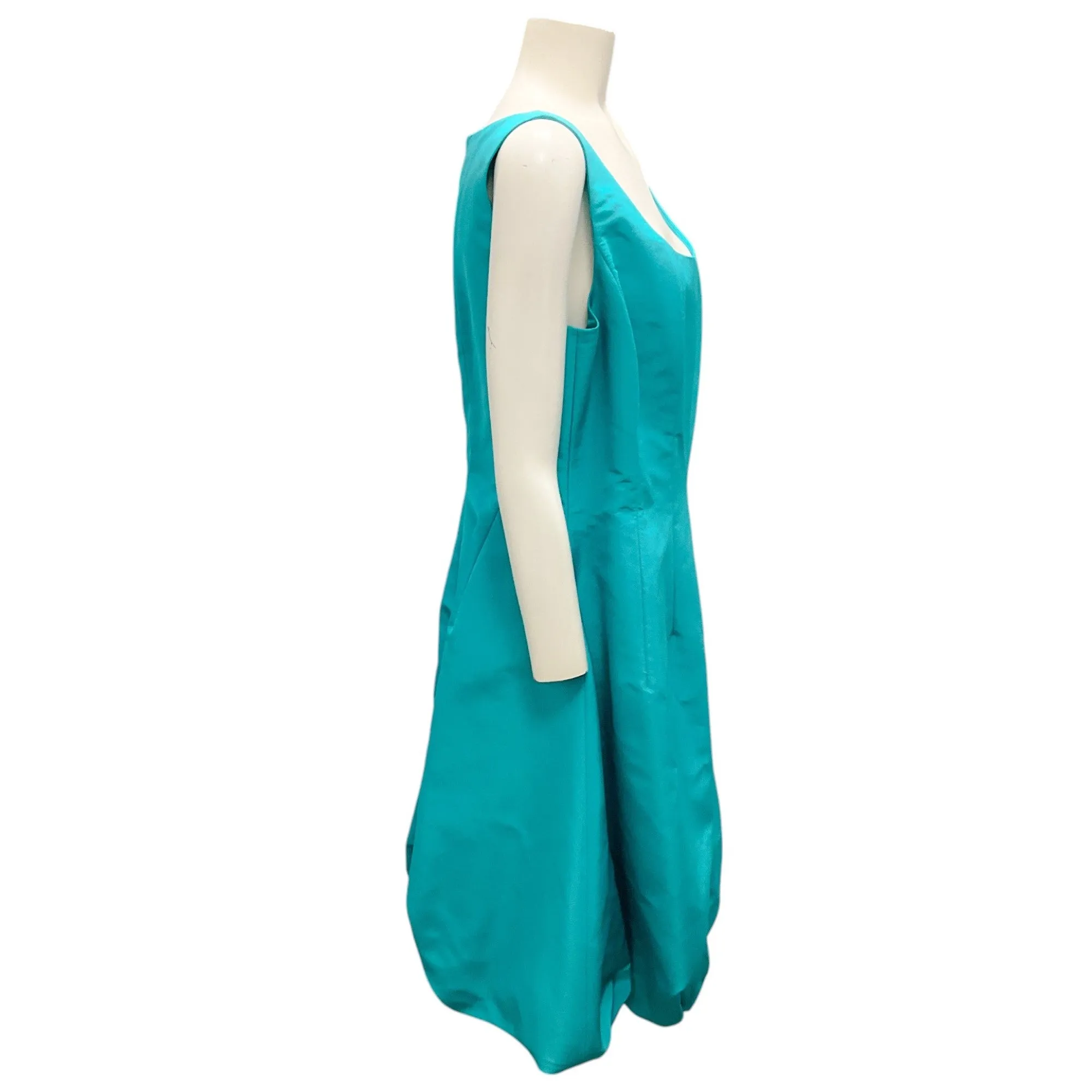 Oscar de la Renta Turquoise 2012 Sleeveless Silk Taffeta A-Line Dress