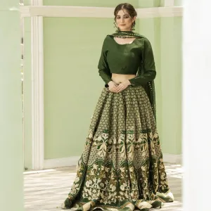 Pakistani Bridal Dress in Green Lehenga Choli Style