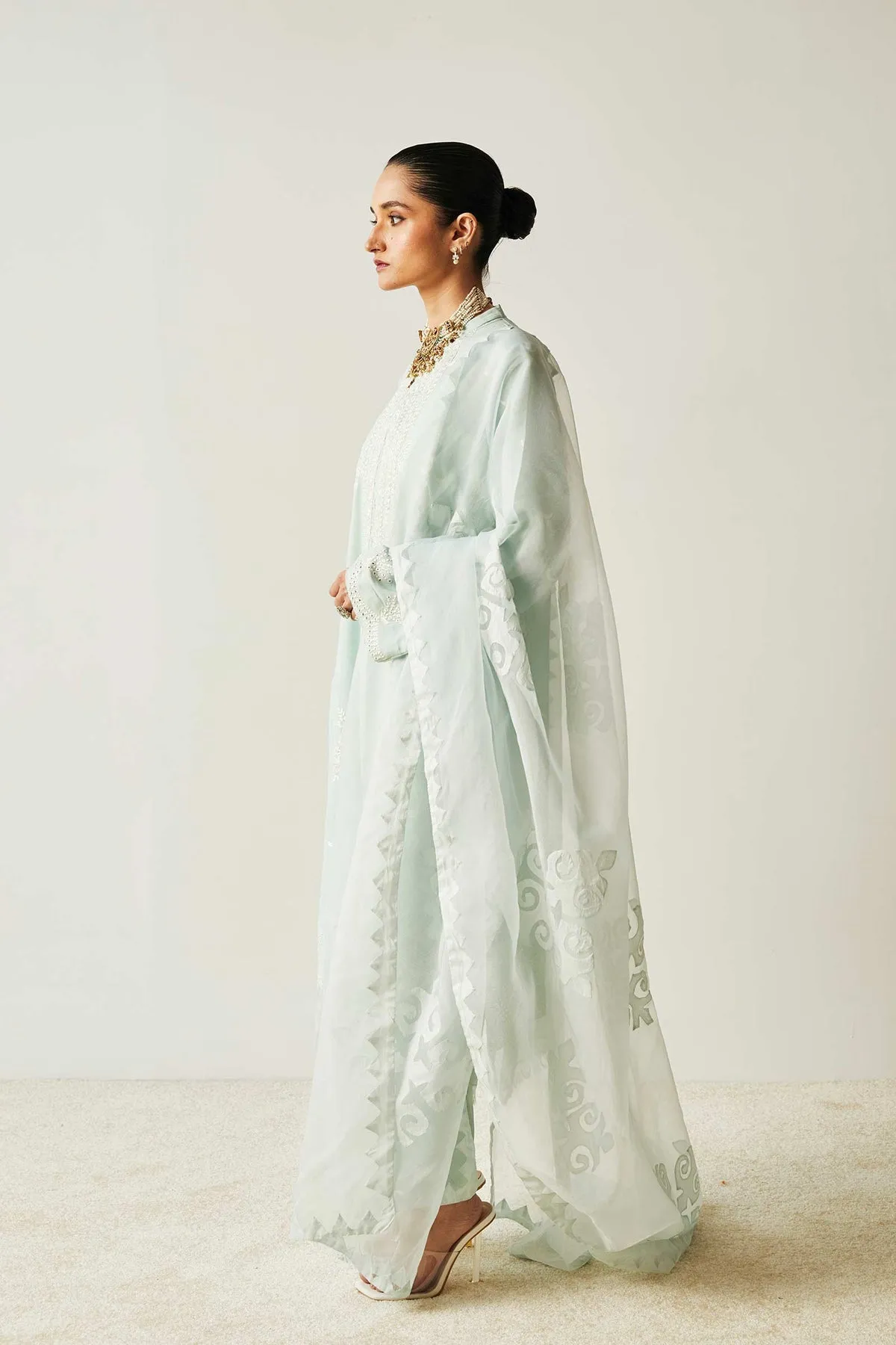 Pakistani Embroidered Blue Salwar Kameez with Dupatta