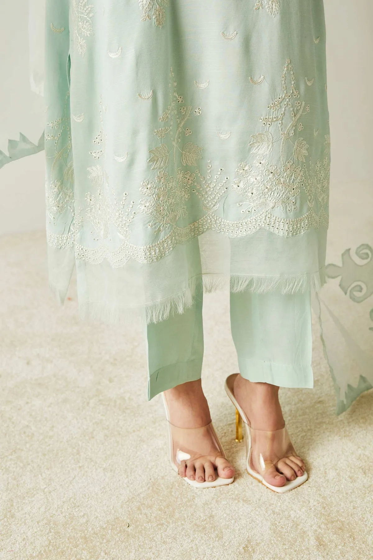 Pakistani Embroidered Blue Salwar Kameez with Dupatta