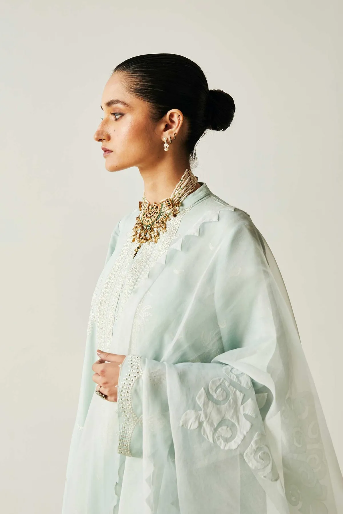 Pakistani Embroidered Blue Salwar Kameez with Dupatta