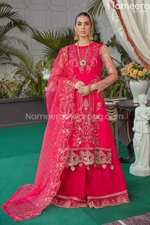 Pakistani Sharara by Designer in Hot Pink Color #PF187