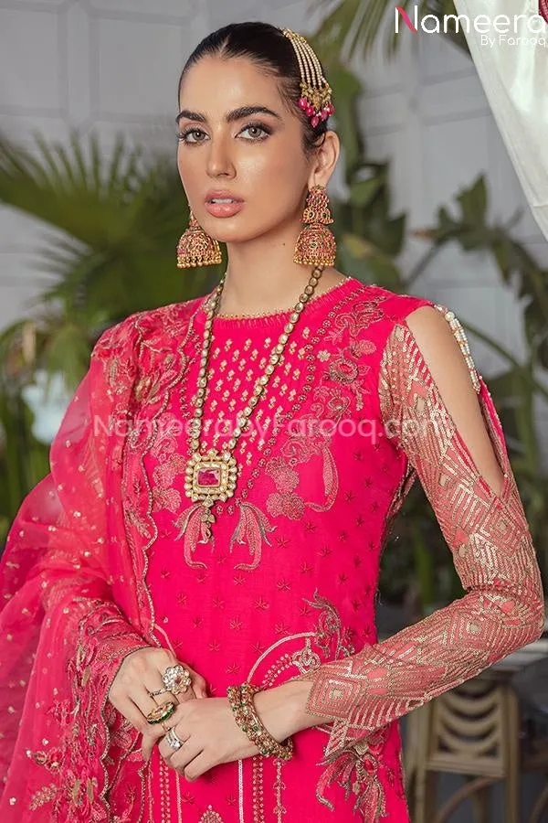 Pakistani Sharara by Designer in Hot Pink Color #PF187