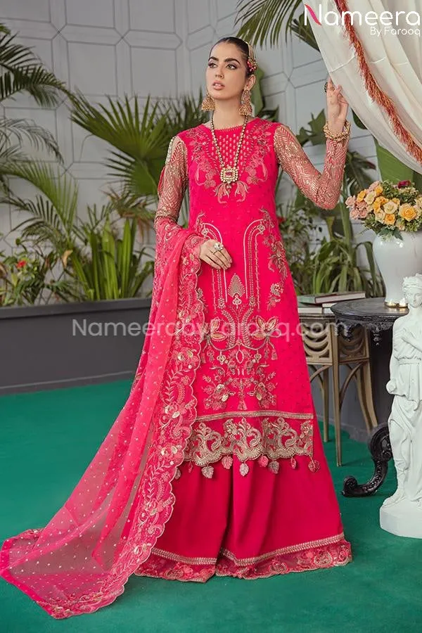 Pakistani Sharara by Designer in Hot Pink Color #PF187