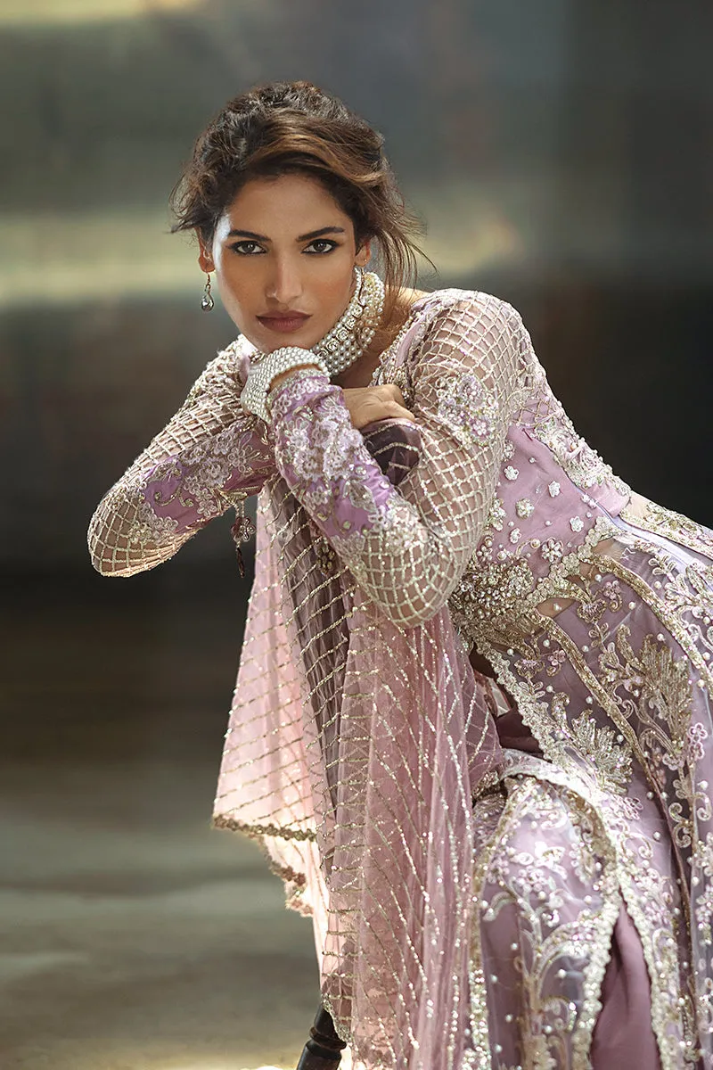 Pakistani Wedding Dress in Open Pishwas Lehenga Style