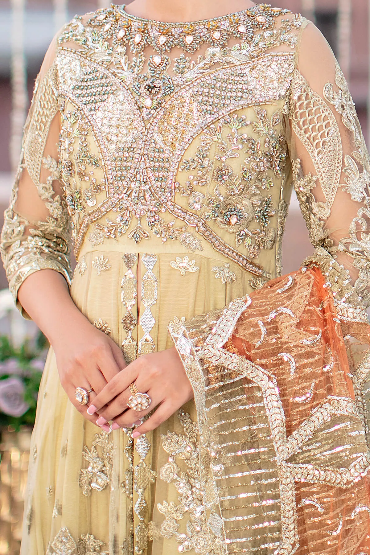 Pakistani Wedding Dress in Royal Gown and Trouser Style