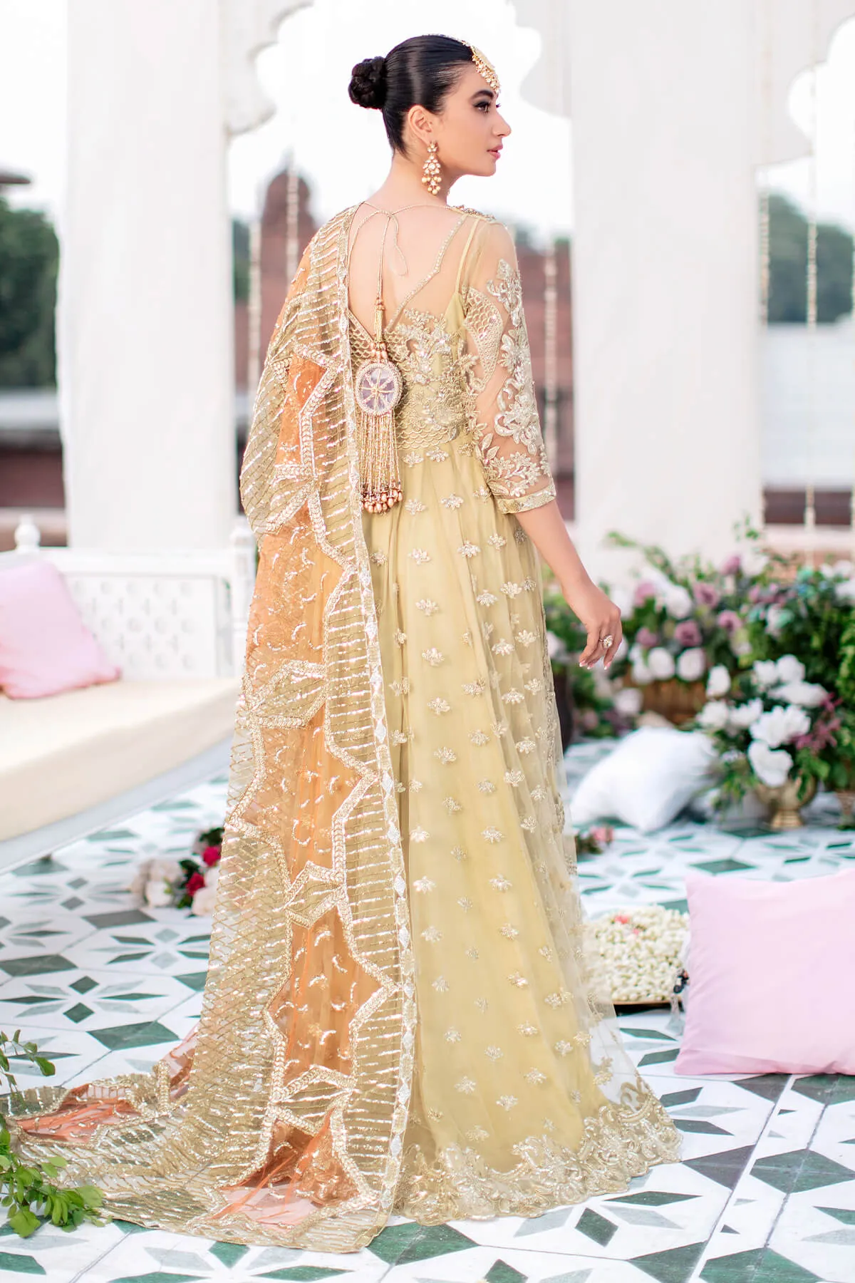 Pakistani Wedding Dress in Royal Gown and Trouser Style
