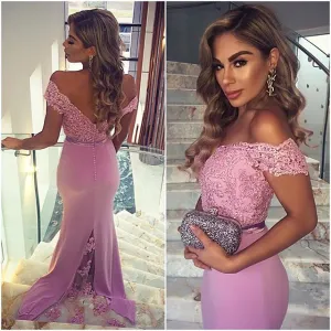 pink bridesmaid dresses long lace appliqué beaded mermaid elegant wedding party dresses 2020