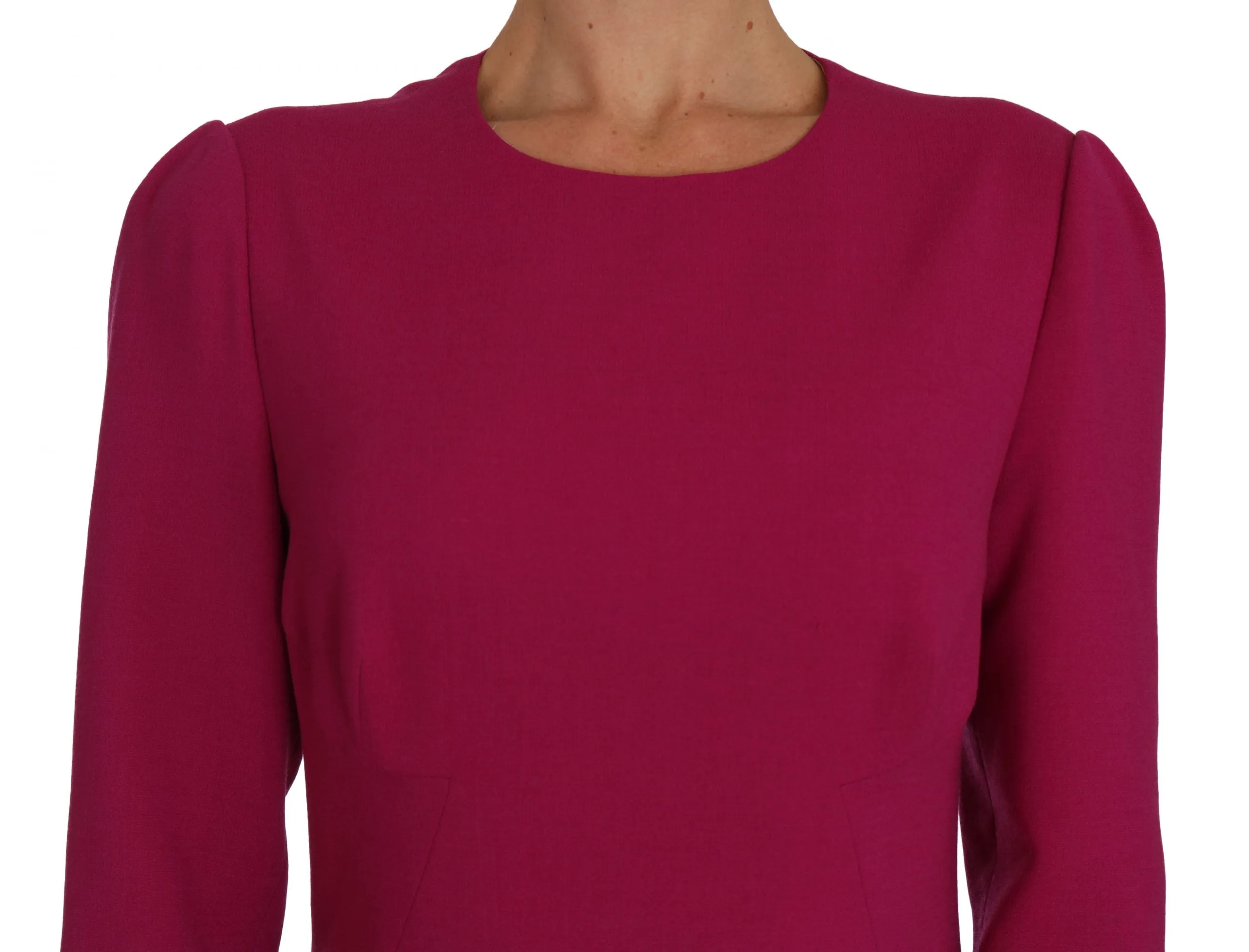 Pink Crêpe Sheath Wool Mini-Length Dress