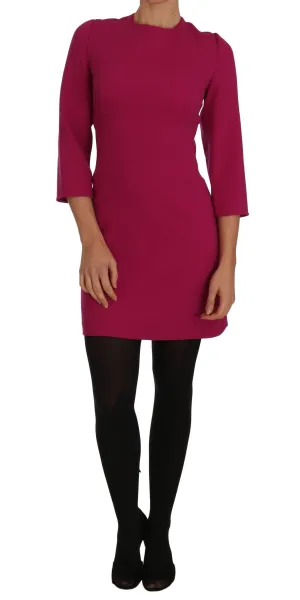 Pink Crêpe Sheath Wool Mini-Length Dress