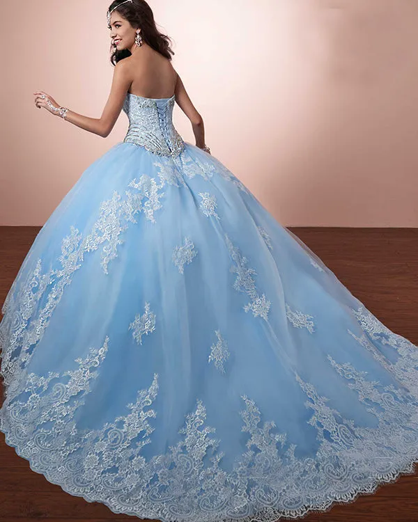 Pink Lace Quinceanera Dresses Beaded Sparkly Sweetheart Puffy Ball Bown Vestidos De Quinceanera