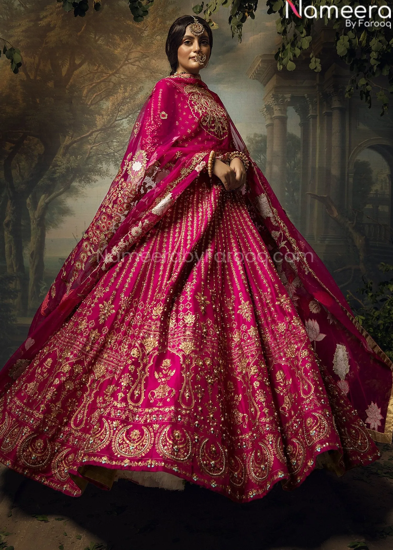 Pink Lehenga Choli Bridal Designer Wedding Dress #BN802