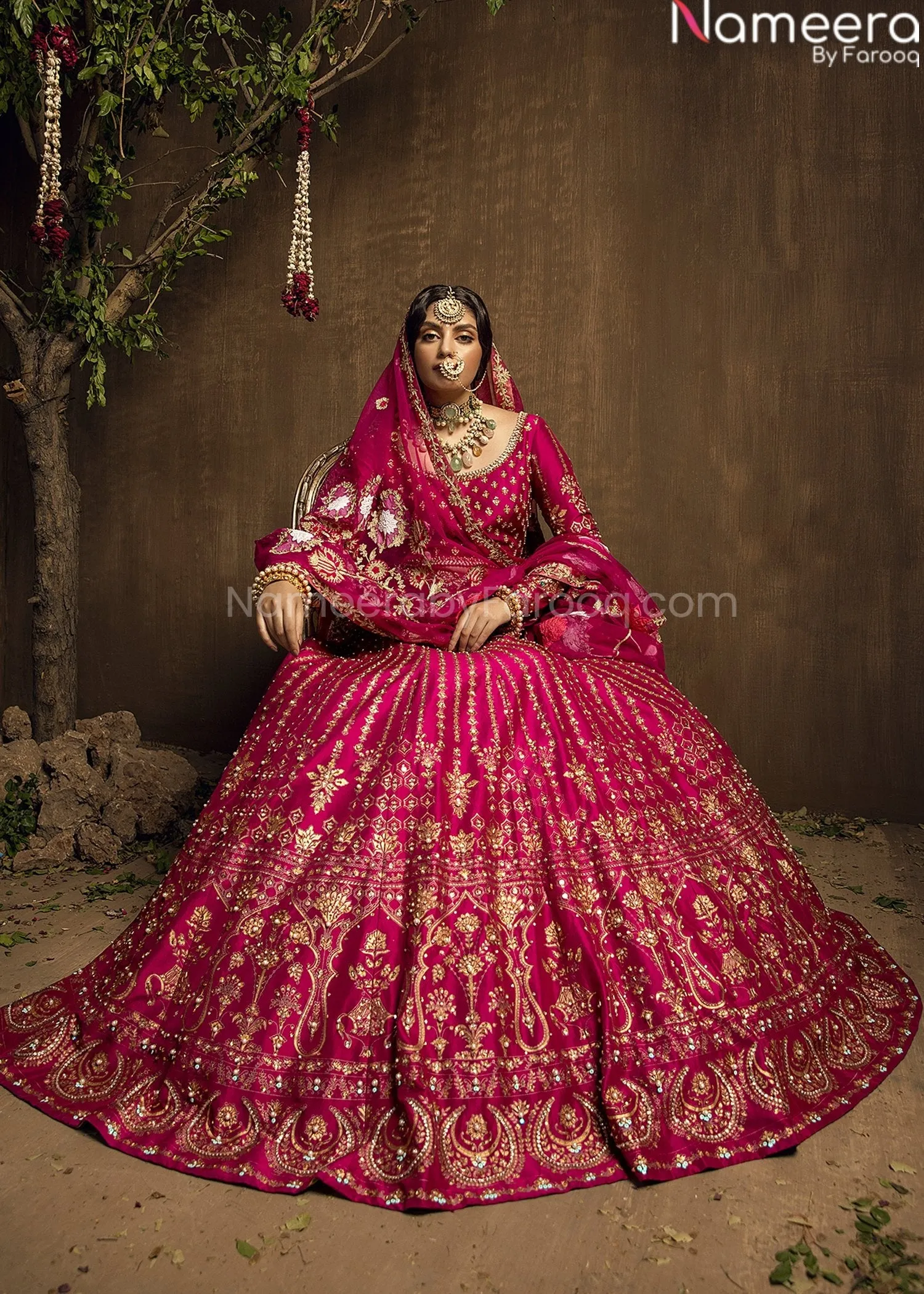 Pink Lehenga Choli Bridal Designer Wedding Dress #BN802