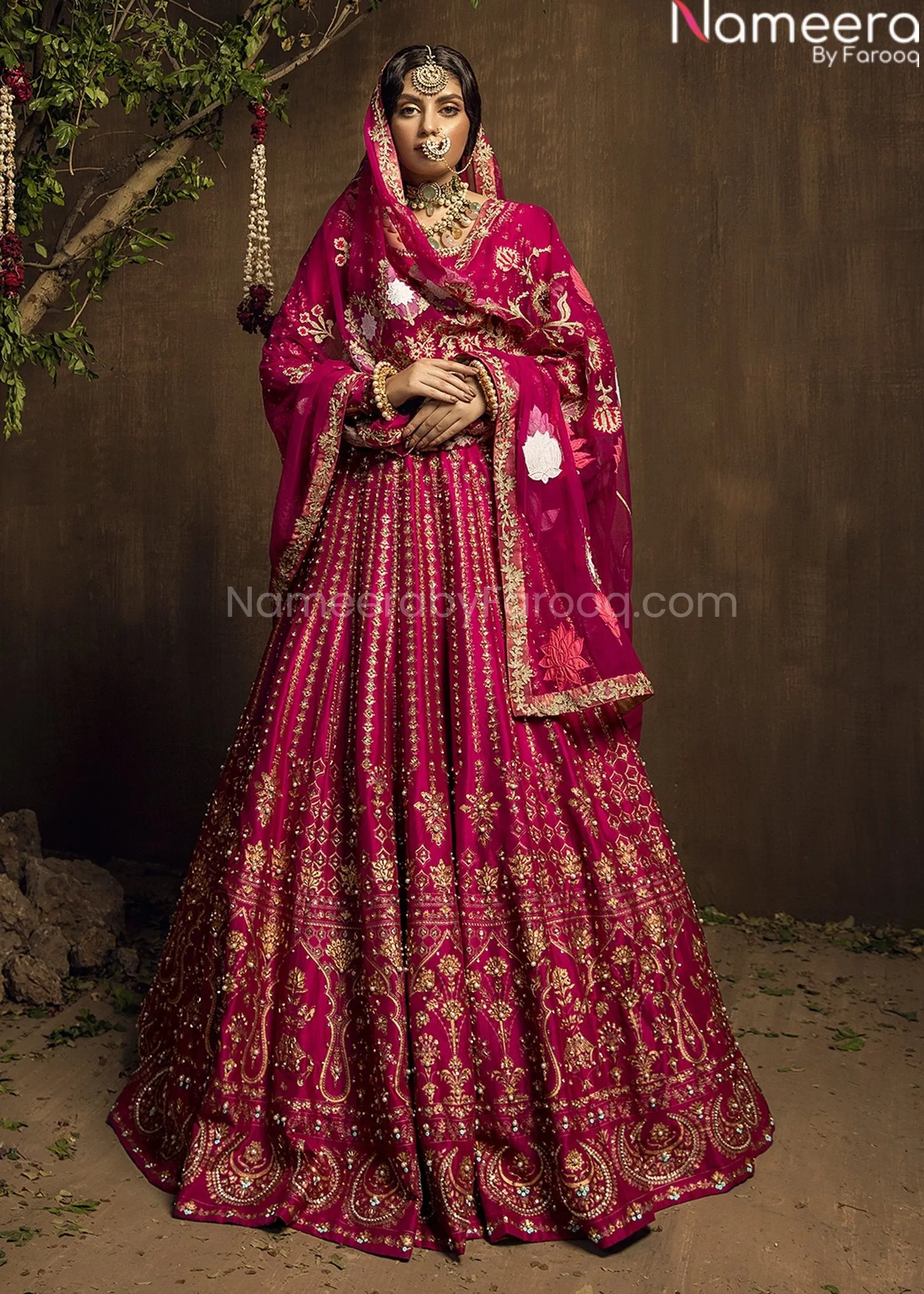 Pink Lehenga Choli Bridal Designer Wedding Dress #BN802