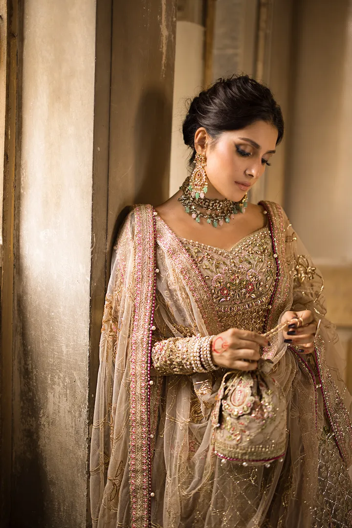 Pishwas Frock Style Pakistani Bridal Dress for Wedding
