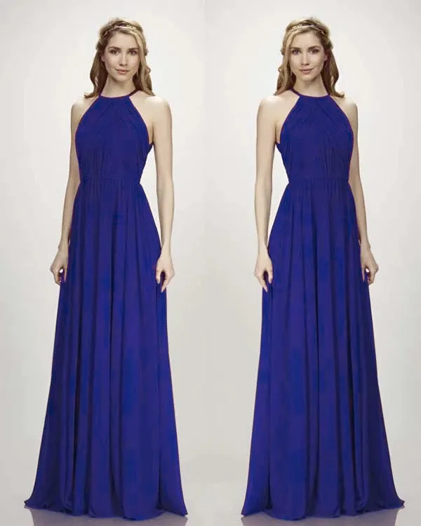 Popular Grape Bridesmaid Dresses Open Back Long Chiffon A-line Wedding Guest Party Gowns Floor Length